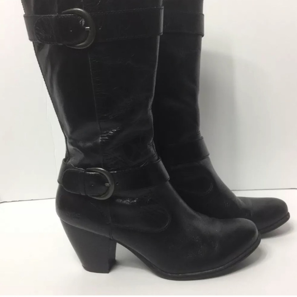 Black Leather B.O.C Boots with Buckle